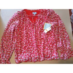Cece Blouse Size S 69$ Tag Heart Pattern